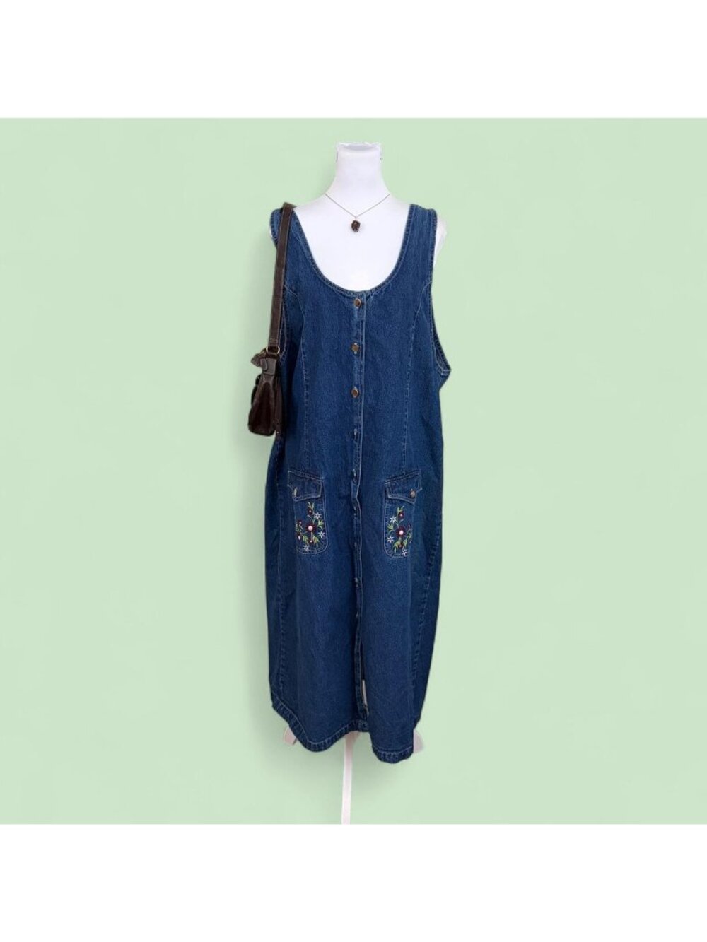 90s denim floral cottagecore plus size jumper dress